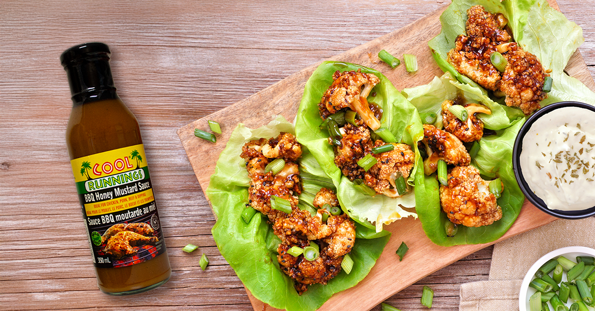BBQ Honey Cauliflower lettuce wraps |Cool Runnings Foods