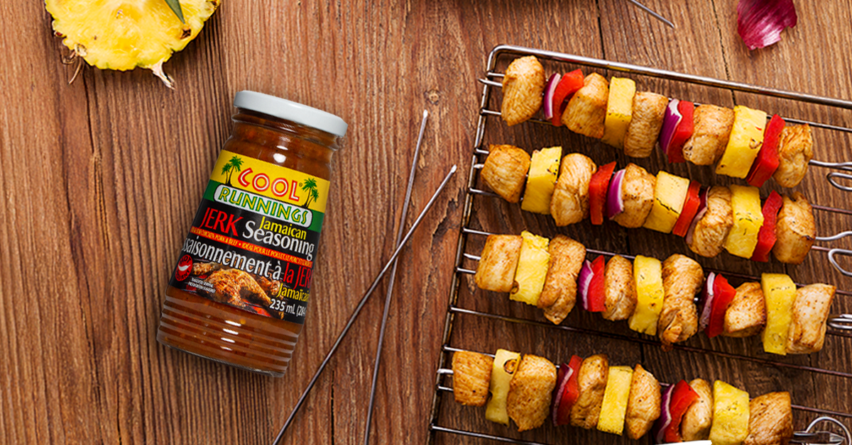 Caribbean Jerk Chicken &amp; Pineapple Skewers |Cool Runnings Foods